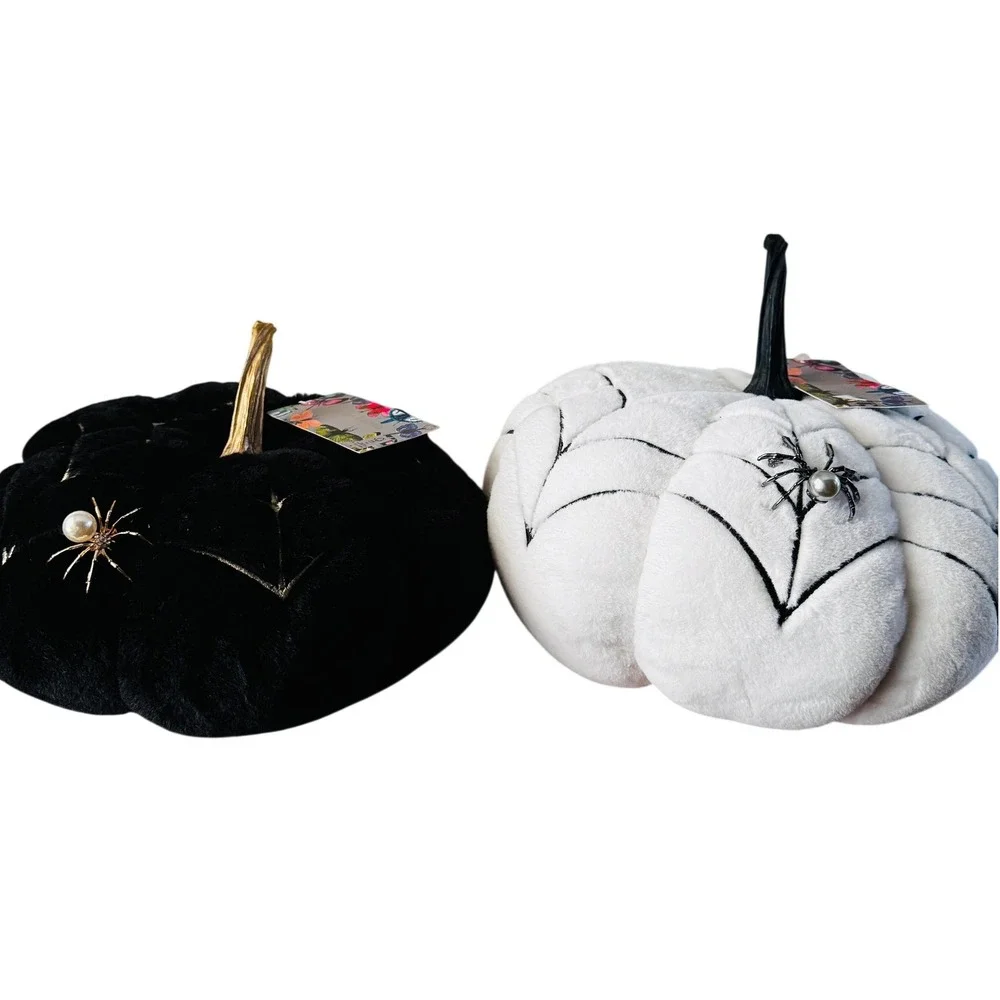 Christian Lacroix Halloween Whimsigoth Velvet Pumpkin Black White Spider Web NWT